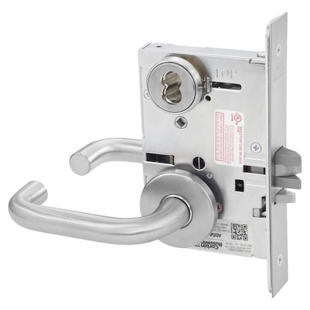 Storeroom Or Closet Mortise Lock, LW Lever, A Rose, 6-Pin LFIC Less Core, Satin Chrome